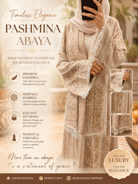 Pashmina abaya with hijab and belt